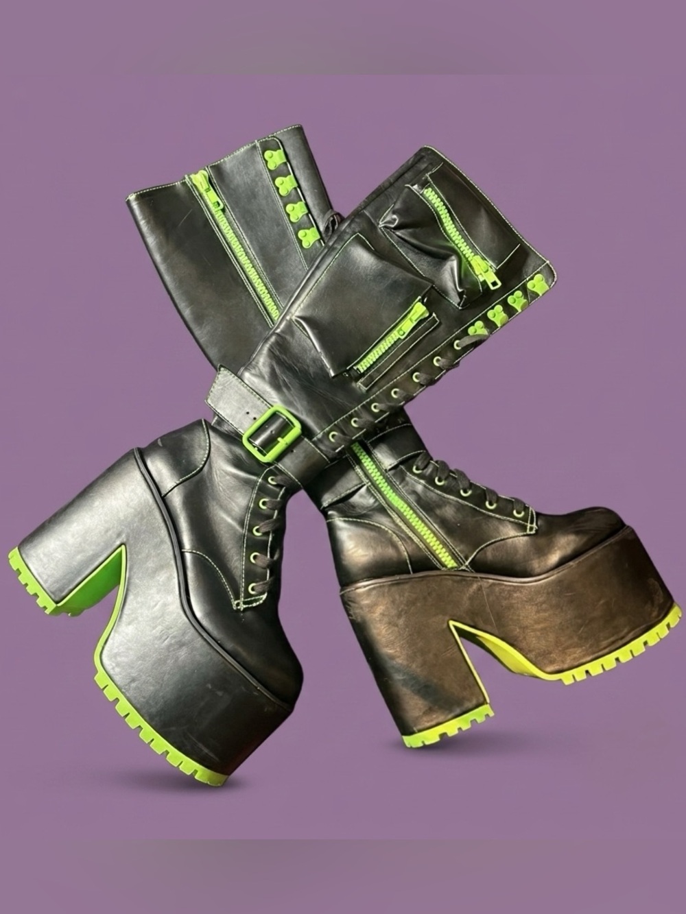 Current Mood x Dolls Kill - Toxic Obsidian Pocket 2.0 Platform Boots